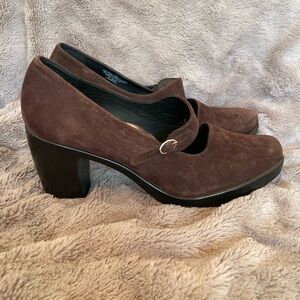 Dansko Shoes Tara Mary Jane Heels Brown Suede Leather Womens Size 40 US 9-9.5